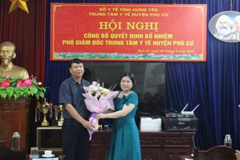 Hội nghị công bố quyết định bổ nhiệm Phó giám đốc Trung tâm y tế huyện Phù Cừ